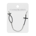 Naszyjnik - rybka - Ichtys - krzyżyk - Stainless Steel - JS NS083 - Dewocjonalia P.H. Jakóbczak - Katolicki sklep liturgiczny i hurtownia