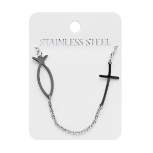 Naszyjnik - rybka - Ichtys - krzyżyk - Stainless Steel