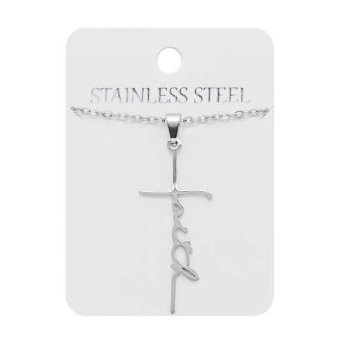 Naszyjnik - faith - krzyżyk - Stainless Steel - JS NS089 - Dewocjonalia P.H. Jakóbczak - Katolicki sklep liturgiczny i hurtownia