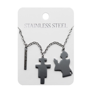Naszyjnik - św. Franciszek z Asyżu - Pax et Bonum - Krzyż z San Damiano - Stainless Steel