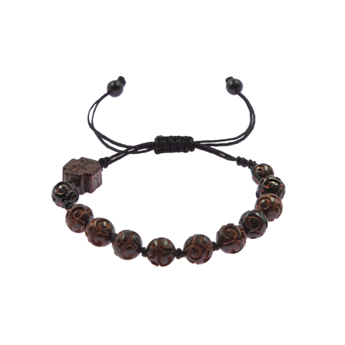 Bransoletka - dziesiątek różańca - drewno mukula - Legno  - dekoracyjne opakowanie - JS BC1986 - Dewocjonalia P.H. Jakóbczak - Katolicki sklep liturgiczny i hurtownia