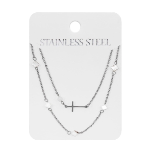 Naszyjnik - celebrytka - koniczyny - masa perłowa - Stainless Steel