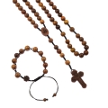 Zestaw - różaniec - bransoletka - drewno - paduk birmański - sznurek - Legno - JS S1397 - Dewocjonalia P.H. Jakóbczak - Katolicki sklep liturgiczny i hurtownia