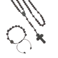 Zestaw - różaniec - bransoletka - drewno - heban indonezyjski - sznurek - Legno - JS S1356 - Dewocjonalia P.H. Jakóbczak - Katolicki sklep liturgiczny i hurtownia