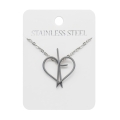 Naszyjnik - serce - krzyżyk - Stainless Steel - JS NS094 - Dewocjonalia P.H. Jakóbczak - Katolicki sklep liturgiczny i hurtownia