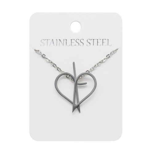 Naszyjnik - serce - krzyżyk - Stainless Steel - JS NS094 - Dewocjonalia P.H. Jakóbczak - Katolicki sklep liturgiczny i hurtownia