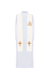 Stuła kapłańska haftowana krzyż i IHS KST/157/05/01