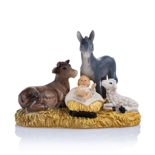 Figurka - Dzieciątko Jezus - zwierzęta - 7 cm - Classic - JS HY72218A - Dewocjonalia P.H. Jakóbczak - Katolicki sklep liturgiczny i hurtownia