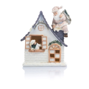 Figurka - świąteczny domek - świecący - 18 cm - Favola