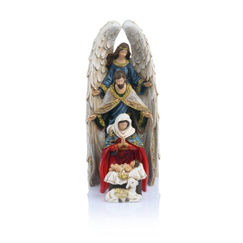 Szopka bożonarodzeniowa - Święta Rodzina - Anioł - 25 cm - Decorato - JS HRM-9297 - Dewocjonalia P.H. Jakóbczak - Katolicki sklep liturgiczny i hurtownia