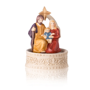 Szopka bożonarodzeniowa - Święta Rodzina - 17 cm - pozytywka - Ceramico