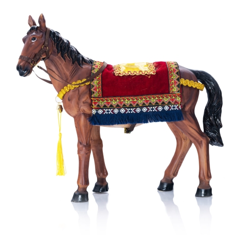 Figura do szopki bożonarodzeniowej - koń Hieronim - ozdobny czaprak - 35 cm - Grande - JS ZY22098-15C - Dewocjonalia P.H. Jakóbczak - Katolicki sklep liturgiczny i hurtownia