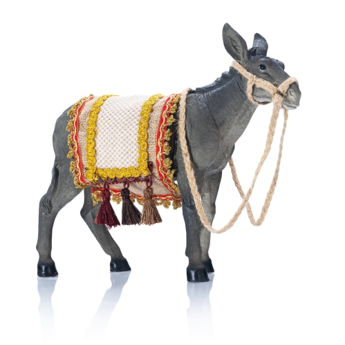 Figura do szopki bożonarodzeniowej - osioł - ozdobny czaprak - 28 cm - Grande - JS ZY22111-13.5C - Dewocjonalia P.H. Jakóbczak - Katolicki sklep liturgiczny i hurtownia
