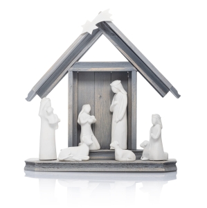 Szopka bożonarodzeniowa - drewno - Alabaster