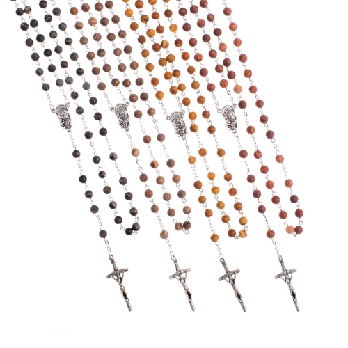 Różaniec - agat dendrytowy - 6 mm - kamień naturalny - pudełko - Pietra - JS R1131-0 - Dewocjonalia P.H. Jakóbczak - Katolicki sklep liturgiczny i hurtownia