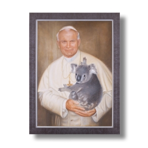 Św. Jan Paweł II - ręcznie malowany obraz - rama