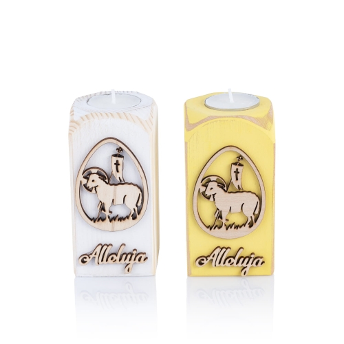 Świecznik - baranek - drewno - JS CH022-0 - Dewocjonalia P.H. Jakóbczak - Katolicki sklep liturgiczny i hurtownia