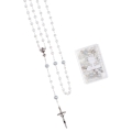Różaniec - Pierwsza Komunia Święta - 6 mm - szkło - perłowa powłoka - pudełko - JS R992-CH-0 - Dewocjonalia P.H. Jakóbczak - Katolicki sklep liturgiczny i hurtownia