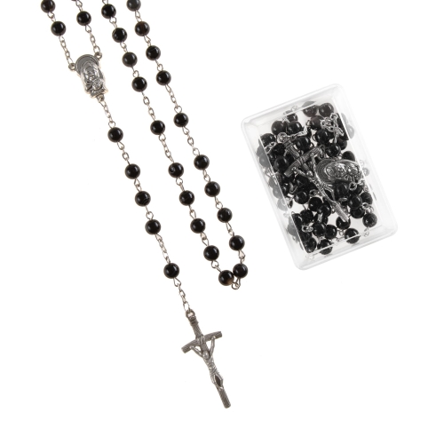 Różaniec - Noc Kairu - 6 mm - kamień naturalny - pudełko - JS R832 - Dewocjonalia P.H. Jakóbczak - Katolicki sklep liturgiczny i hurtownia