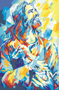 Wyklejanka - 50 x 40 cm - Jezus z barankiem - Diamentowa Mozaika - DIY