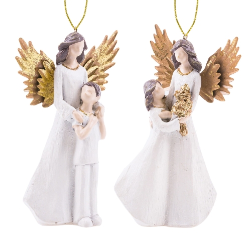 Anioł Stróż - dziewczynka - chłopiec - zawieszka - 12 cm - Decorato - JS HR-10236-0 - Dewocjonalia P.H. Jakóbczak - Katolicki sklep liturgiczny i hurtownia
