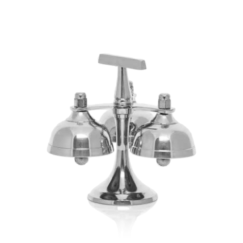 78609n Dzwonek mosiężny, niklowany potrójny - dzwonki