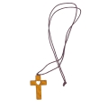 Naszyjnik - krzyżyk - serce - drewno - sznurek woskowany - JS WD159 - Dewocjonalia P.H. Jakóbczak - Katolicki sklep liturgiczny i hurtownia