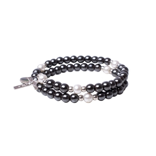 Bransoletka - różaniec na rękę - hematyt - 6 mm - św. Benedykt - Ematite - JS BC22 - Dewocjonalia P.H. Jakóbczak - Katolicki sklep liturgiczny i hurtownia