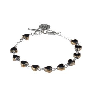 Bransoletka - dziesiątka różańca - serce - krzyżyk - medalik pod wklejkę