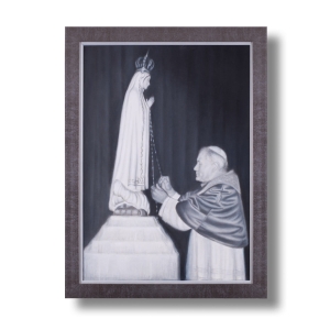 Św. Jan Paweł II - ręcznie malowany obraz - rama