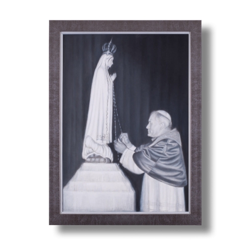 8ab53d403882bcedae7669576f4c3400.jpg Św. Jan Paweł II - ręcznie malowany obraz - rama