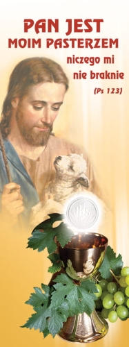 25448 Baner na I Komunię Świętą "Pan jest moim Pasterzem"