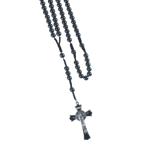 Różaniec - hematyt - 10 mm - św. Benedykt - JS R525 - Dewocjonalia P.H. Jakóbczak - Katolicki sklep liturgiczny i hurtownia