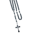 Różaniec - 12 mm - hematyt - św. Benedykt - Ematite - JS R890 - Dewocjonalia P.H. Jakóbczak - Katolicki sklep liturgiczny i hurtownia