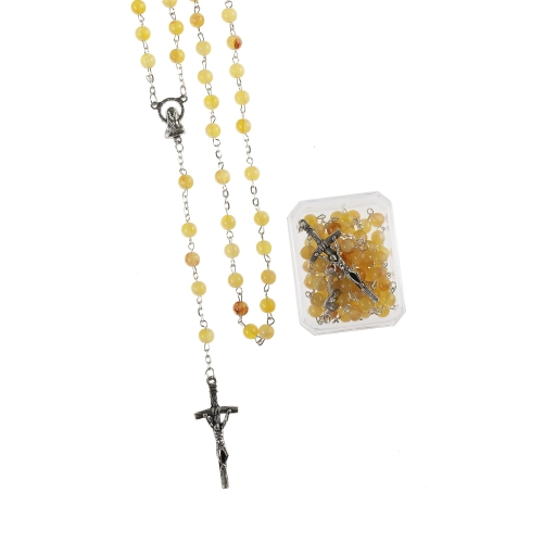 Różaniec - bursztyn syntetyczny - 6 mm - pudełko - JS PR456 - Dewocjonalia P.H. Jakóbczak - Katolicki sklep liturgiczny i hurtownia