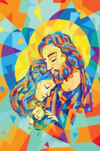 Wyklejanka - 50 x 40 cm - Święta Rodzina - Diamentowa Mozaika - DIY