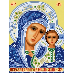 Wyklejanka - 50 x 40 cm - Matka Boża z Dzieciątkiem Jezus - Matka Boża Kazańska - Ikona - Diamentowa Mozaika - DIY