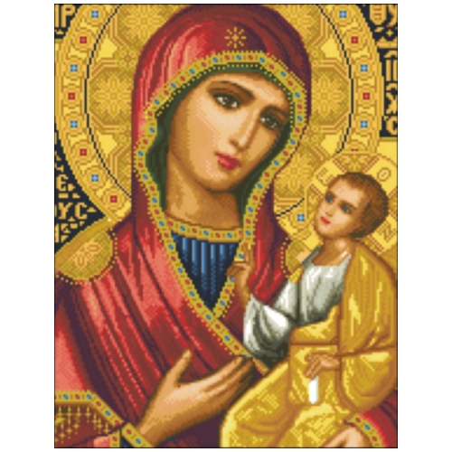 Wyklejanka - 50 x 40 cm - Matka Boża z Dzieciątkiem Jezus - Matka Boża Iwierska - Ikona - Diamentowa Mozaika - DIY - JS M50475 - Dewocjonalia P.H. Jakóbczak - Katolicki sklep liturgiczny i hurtownia