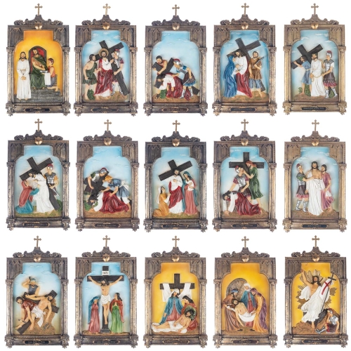 Droga krzyżowa - Stacje Drogi Krzyżowej - płaskorzeźba - żywica - JS ZY17900T-15 - Dewocjonalia P.H. Jakóbczak - Katolicki sklep liturgiczny i hurtownia