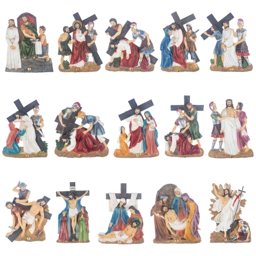 Droga krzyżowa - Stacje Drogi Krzyżowej - płaskorzeźba - żywica - JS ZY17899T-15S - Dewocjonalia P.H. Jakóbczak - Katolicki sklep liturgiczny i hurtownia