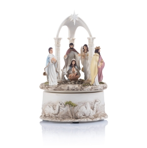 Szopka bożonarodzeniowa - pozytywka - świecąca - Bianco
