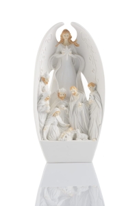 Szopka bożonarodzeniowa - Święta Rodzina - Anioł - świecąca - Bianco