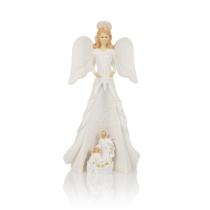 Szopka bożonarodzeniowa - Święta Rodzina - Anioł - świecąca - Bianco