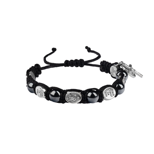 Bransoletka - dziesiątek różańca - hematyt - Jezus Miłosierny - Ematite - JS BC825 - Dewocjonalia P.H. Jakóbczak - Katolicki sklep liturgiczny i hurtownia