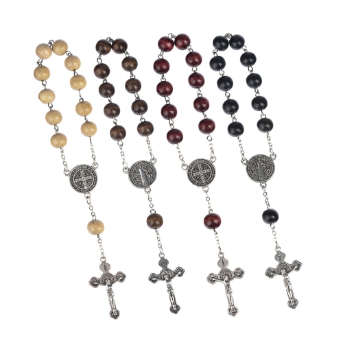 Dziesiątek różańca - drewno - 10 mm - św. Benedykt - JS R910-0 - Dewocjonalia P.H. Jakóbczak - Katolicki sklep liturgiczny i hurtownia