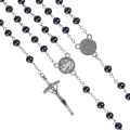 Różaniec - 6 mm - hematyt - medalik pod indywidualną wklejkę żywiczną - produkt personalizowany - Ematite - JS R36-2 - Dewocjonalia P.H. Jakóbczak - Katolicki sklep liturgiczny i hurtownia