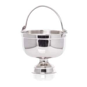 Kociołek na wodę święconą - mosiądz - nikiel - 13 cm