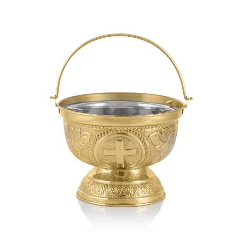 Kociołek na wodę święconą - mosiądz - 18,5 cm - JS HWF-1042 - Dewocjonalia P.H. Jakóbczak - Katolicki sklep liturgiczny i hurtownia