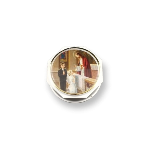 Pudełko, etui plastikowe na różaniec - ośmiokątne, para (dziewczynka i chłopiec)