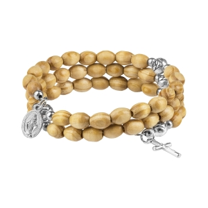 Bransoletka - różaniec na rękę - drewno - 8 mm - Jezus Miłosierny